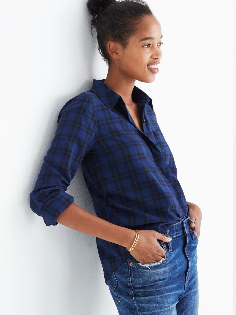 Madewell Wrap-Front Shirt in Arion Plaid